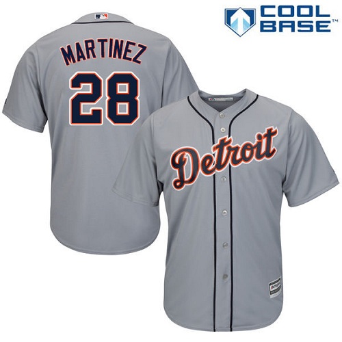 Tigers #28 J. D. Martinez Grey Cool Base Stitched Youth MLB Jersey